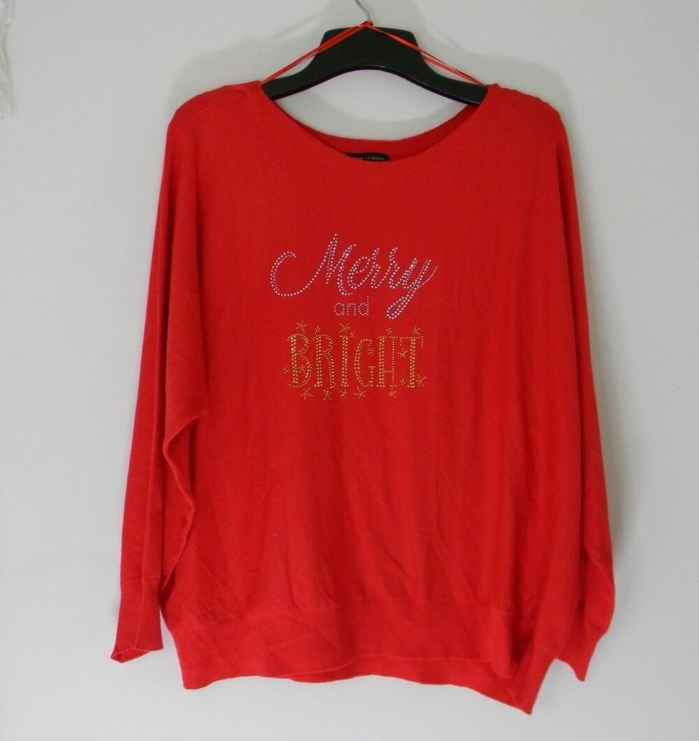 Adrienne Vittadini Red Christmas Holiday Sweater Size 3x Merry & Bright NWT